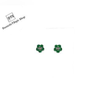 Tory Burch Kira Enamel Flower Stud Earrings Green